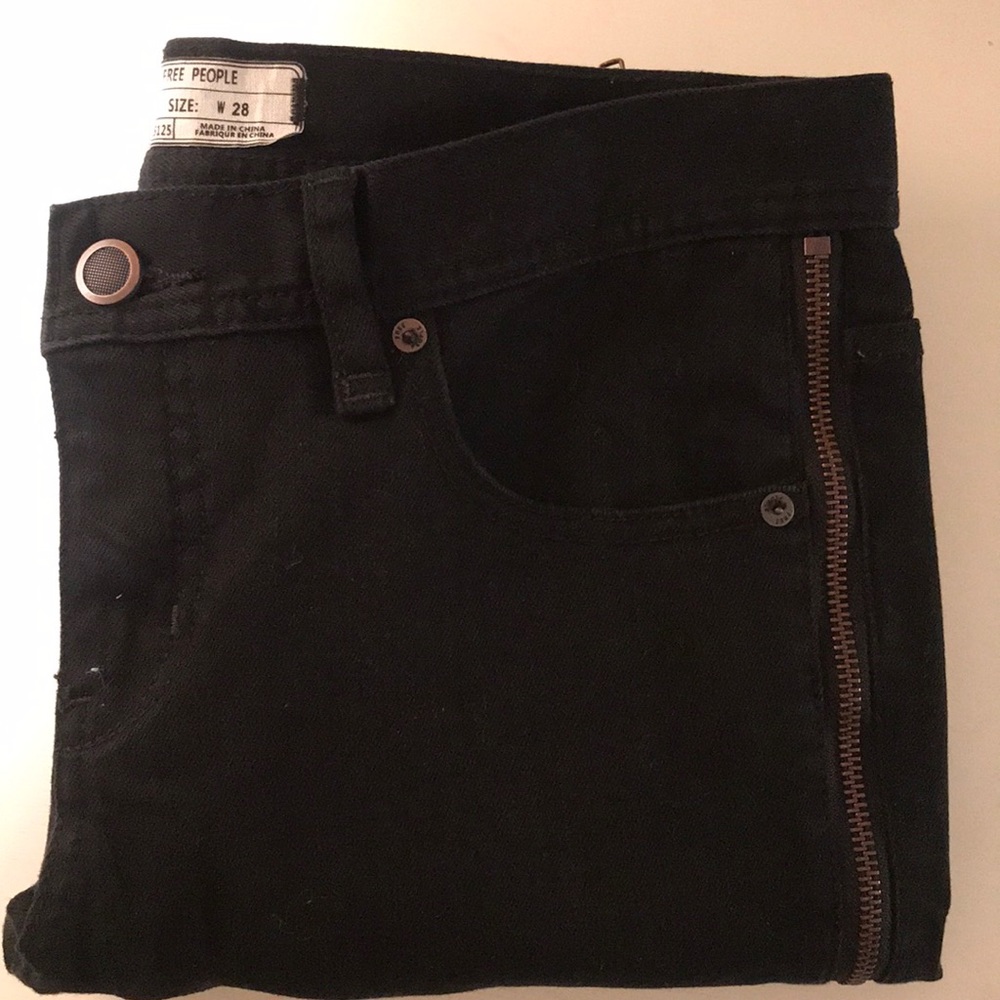 Free People black Side Zipper Jeans